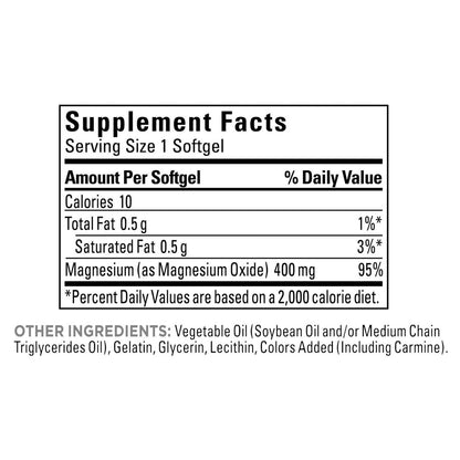Nature Made magnesium dietary supplement packaging