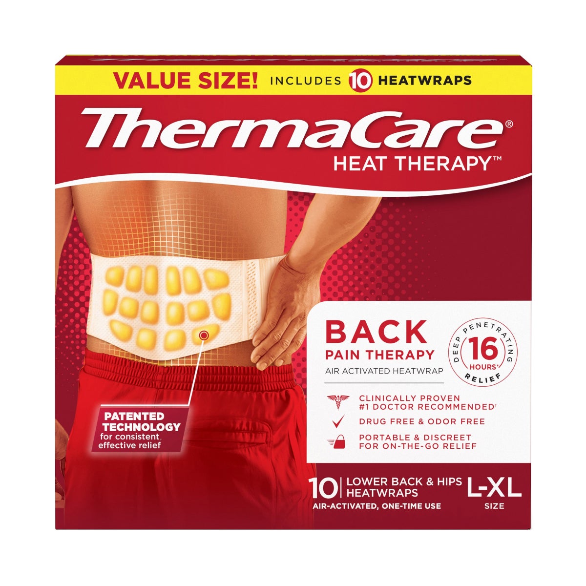 ThermaCare lower back and hip heat wraps L/XL