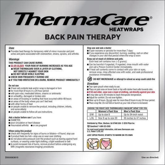 ThermaCare air-activated lower back heat therapy wraps