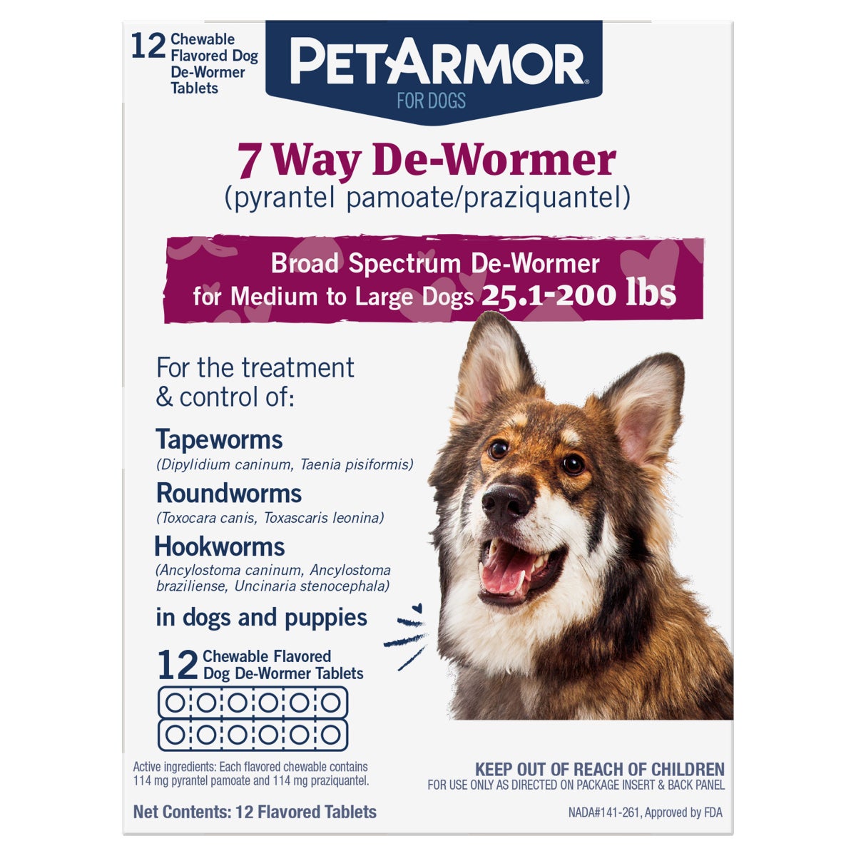 PetArmor 7 way chewable de-wormer for medium and large dogs