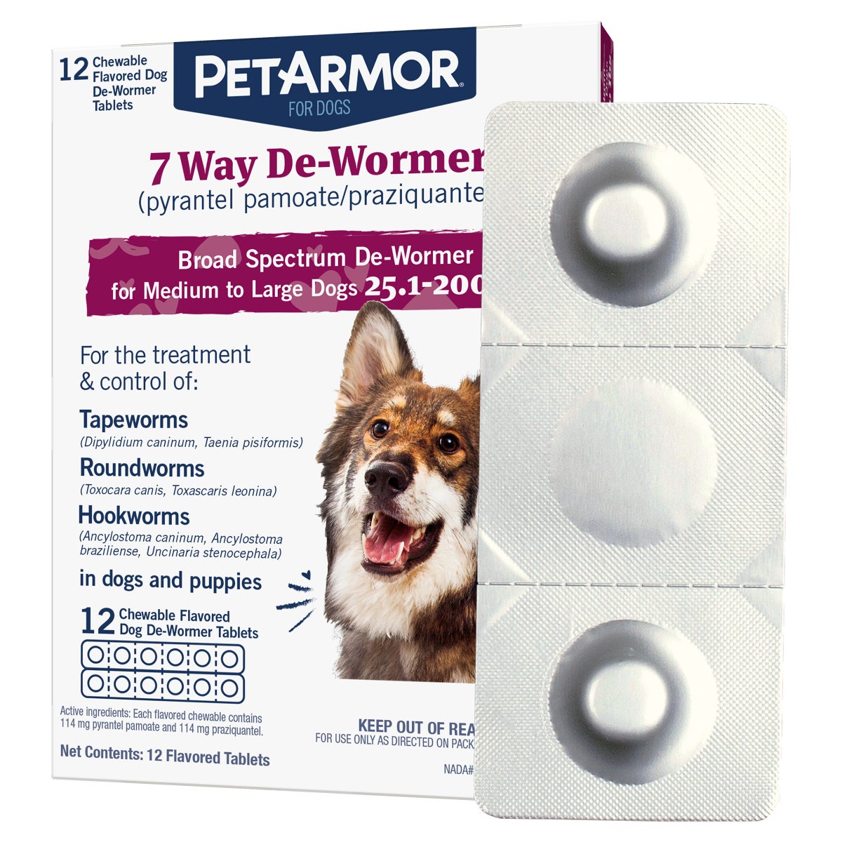 PetArmor chewable de-wormer pack for dogs 25.1 to 200 lbs