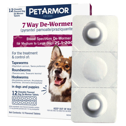 PetArmor chewable de-wormer pack for dogs 25.1 to 200 lbs