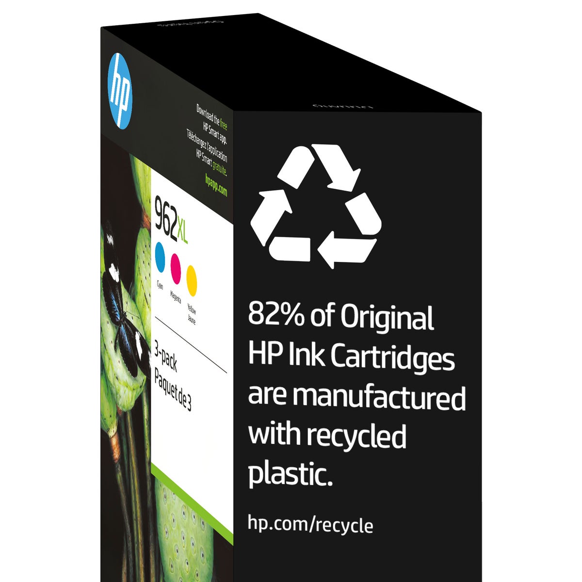 HP 962XL color ink cartridges in retail packaging