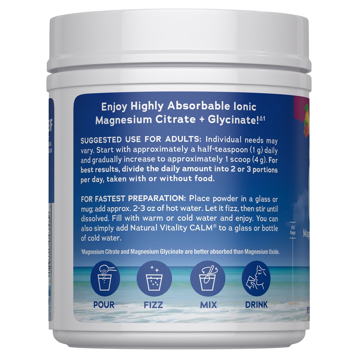 Natural Vitality magnesium supplement powder front label