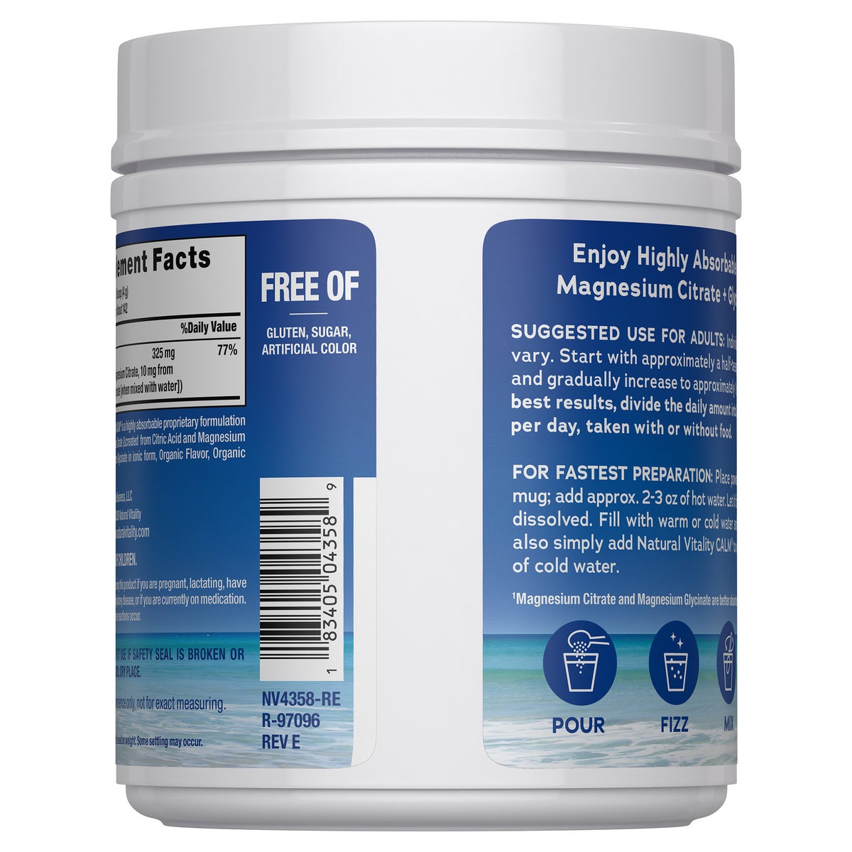 Natural Vitality Calm supplement container side view