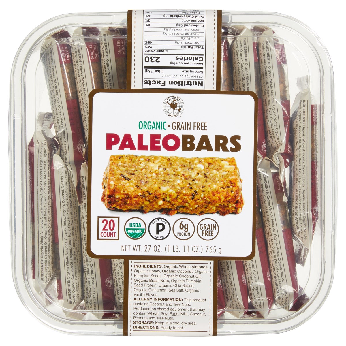 Universal Bakery Organic Paleo Bars 20-count box