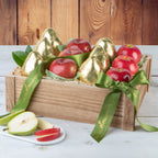 Wooden crate with apples and pears