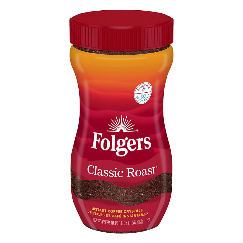 Classic roast instant coffee close-up packaging