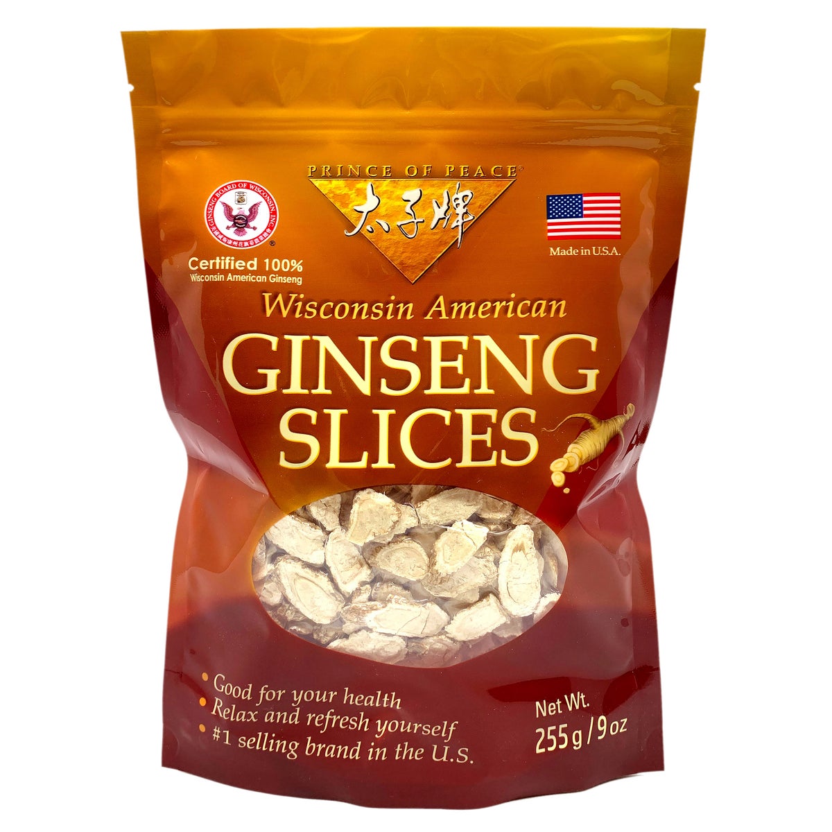 Prince of Peace ginseng root slices 9 oz bag