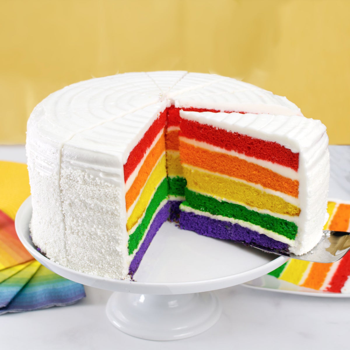 David's Cookies 10 inch rainbow cake for 12 servings