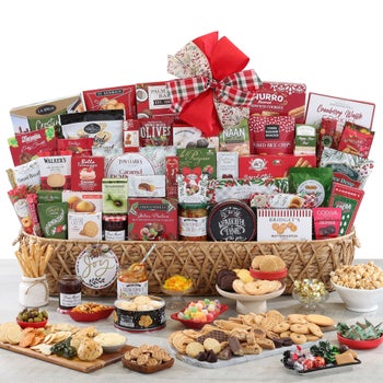 Wine Country holiday gift basket with sweet and savory foods