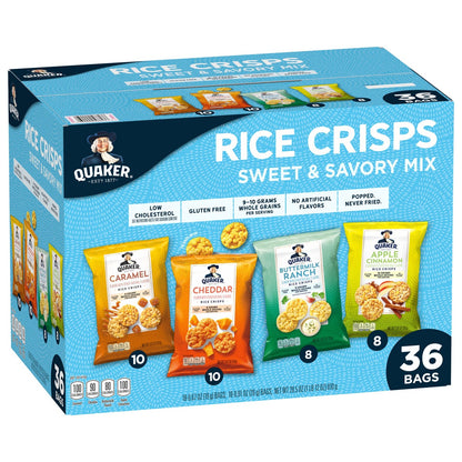 Quaker Rice Crisps variety pack 36-count front view
