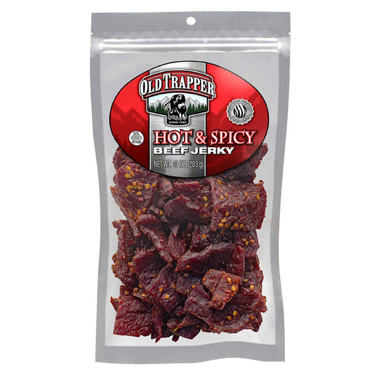 Old Trapper hot and spicy beef jerky 10 oz bag
