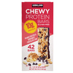 Kirkland Signature chewy protein bar peanut butter chocolate chip box