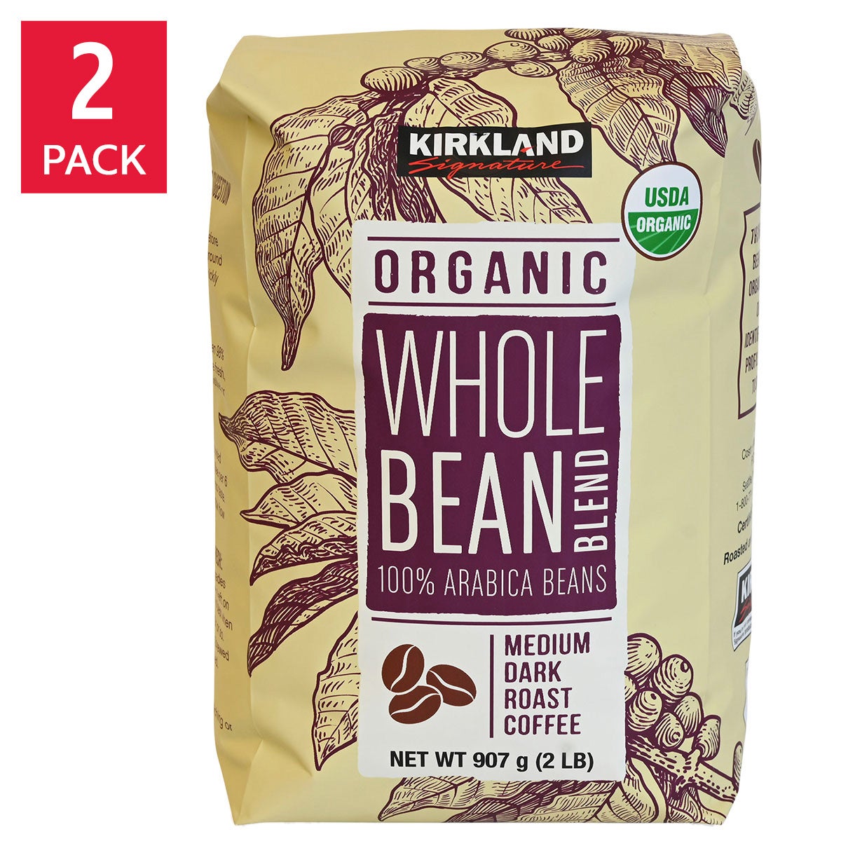Kirkland Signature organic whole bean coffee 2-pack