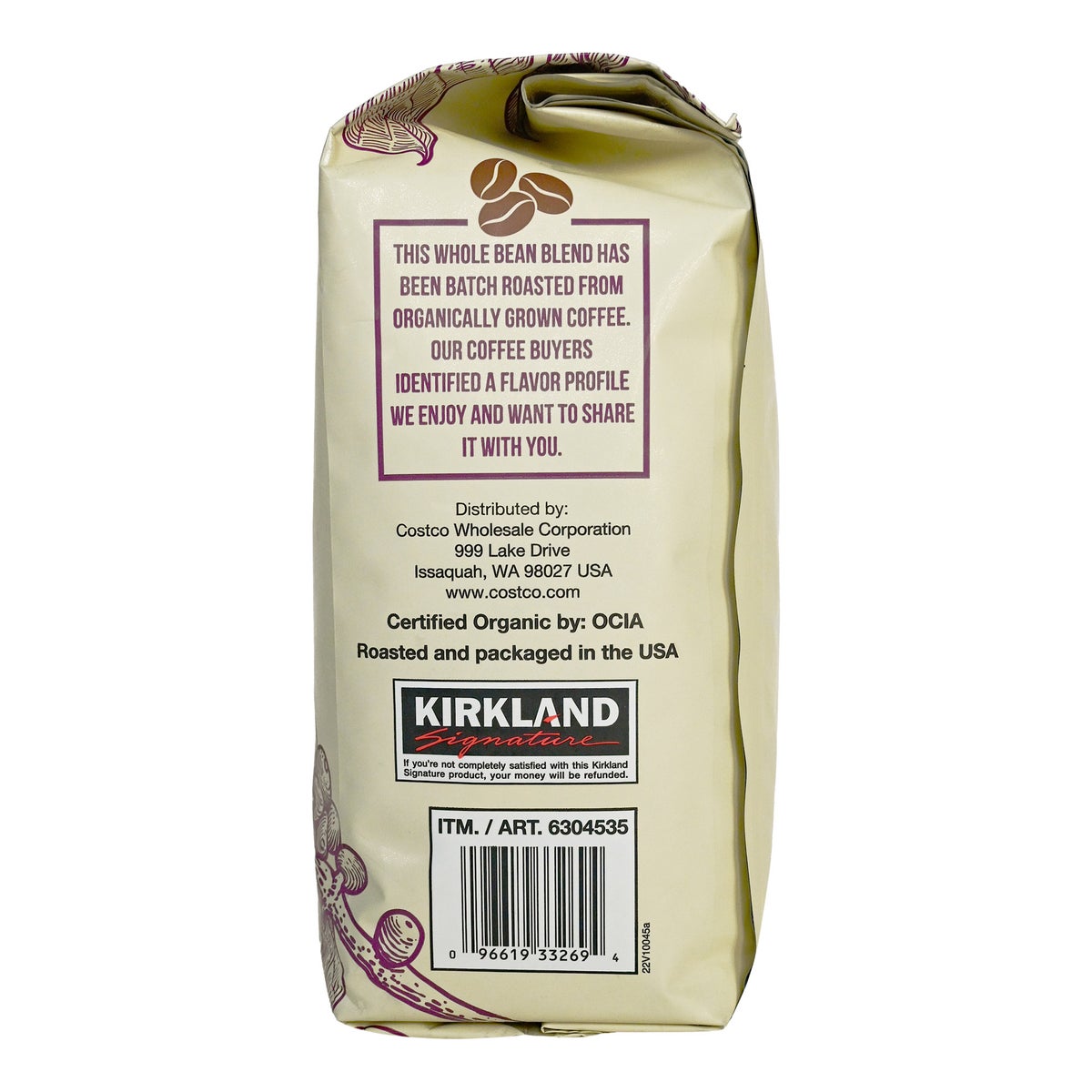 Kirkland Signature whole bean coffee bags