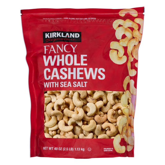 Kirkland Signature fancy whole cashews 2.5 lb package