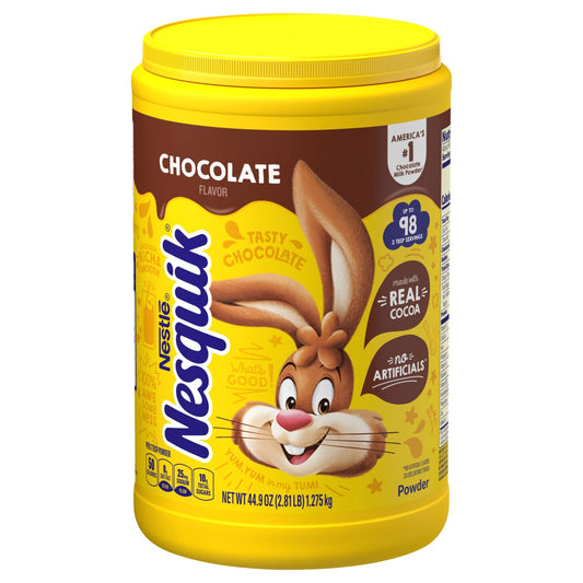 Nestlé Nesquik chocolate drink mix 2.81 lbs front label