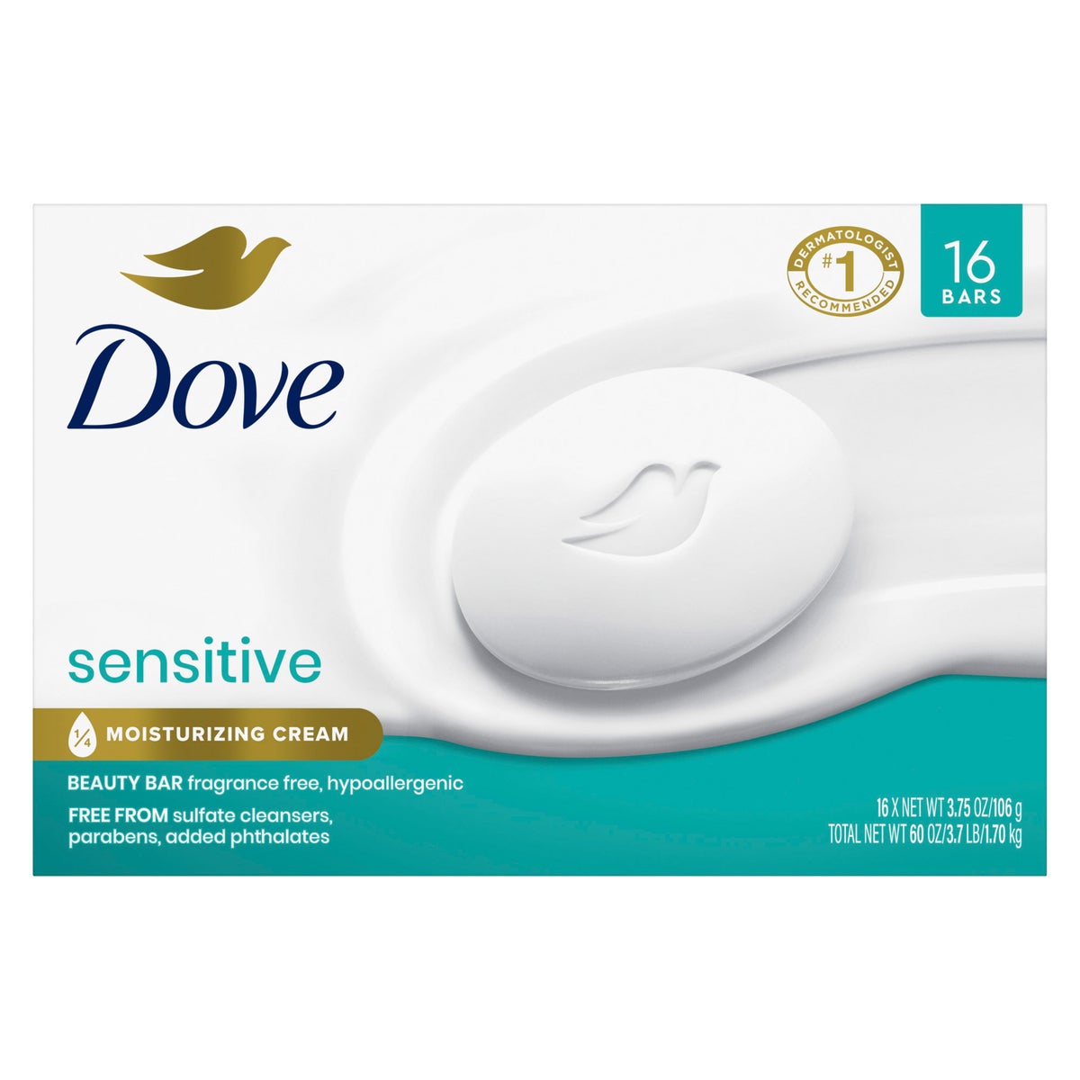 Dove moisturizing beauty bar soap for sensitive skin 16 bars