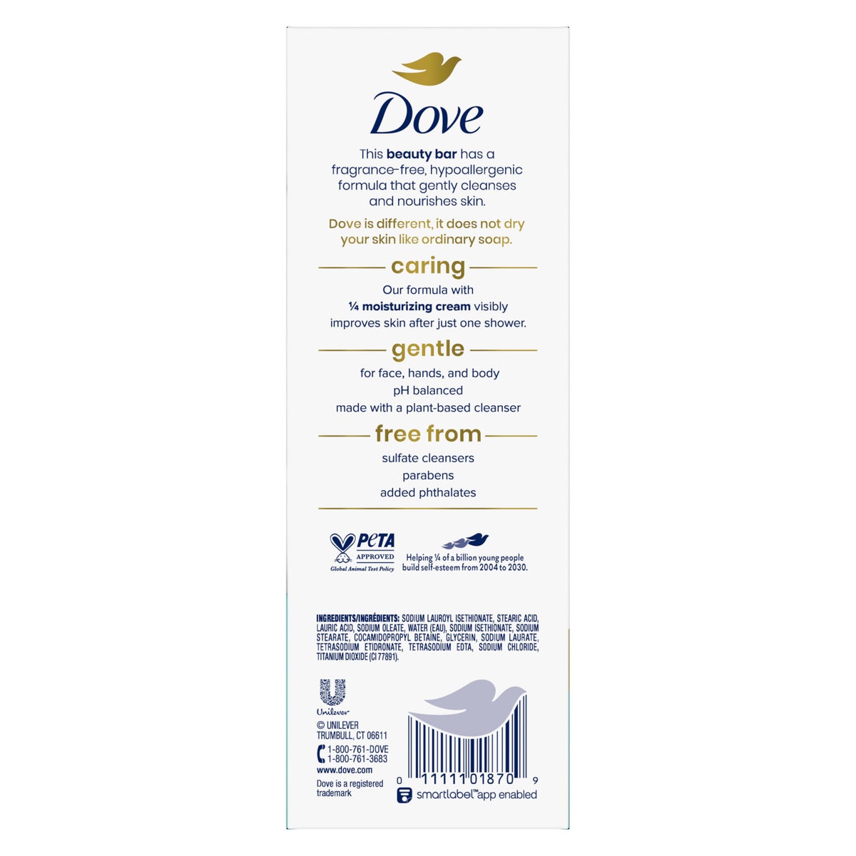 Dove fragrance-free hypoallergenic soap bars for face and body