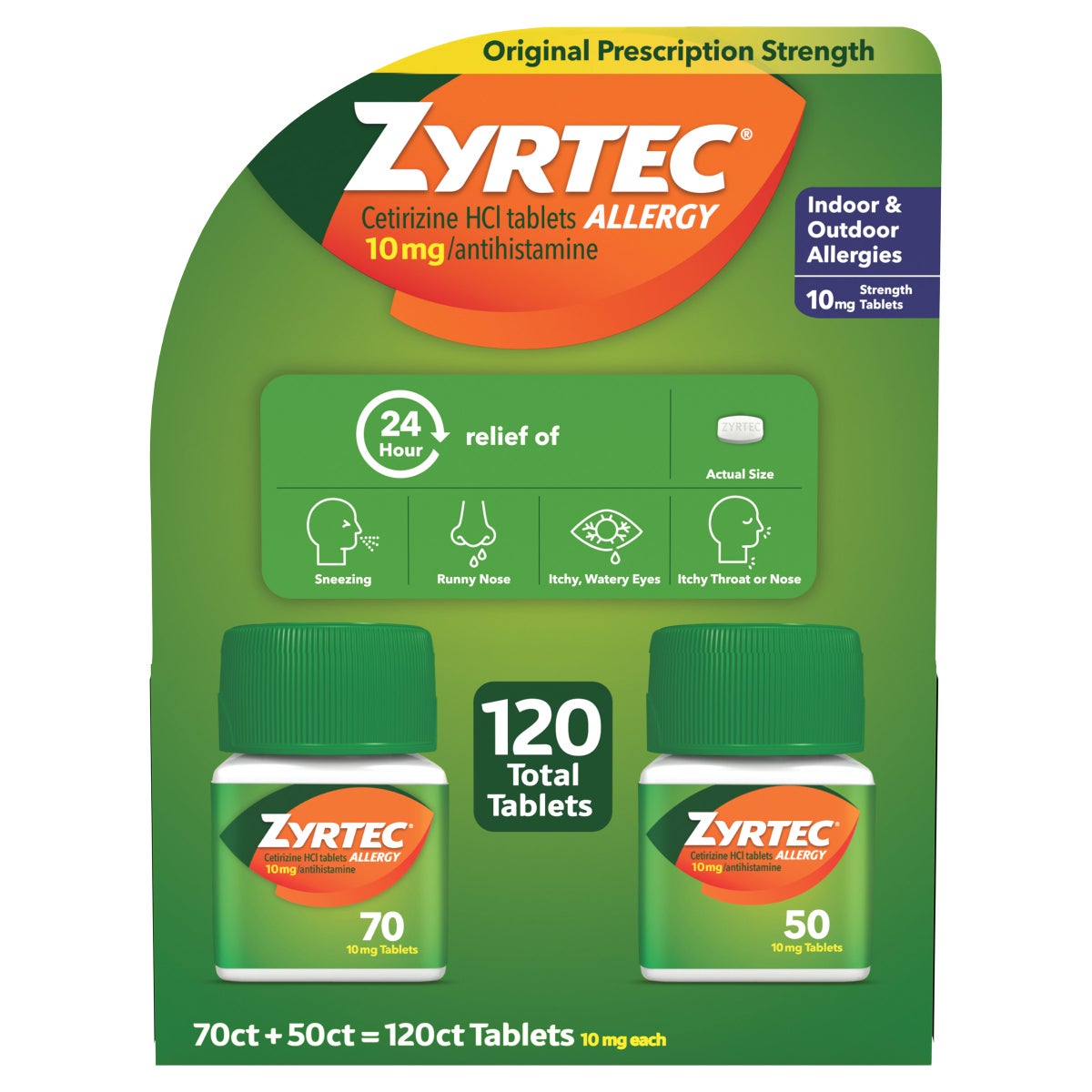 Zyrtec 24-hour allergy relief tablets 120 count
