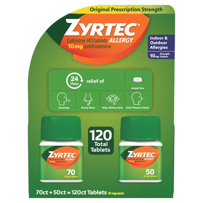 Zyrtec 24-hour allergy relief tablets 120 count