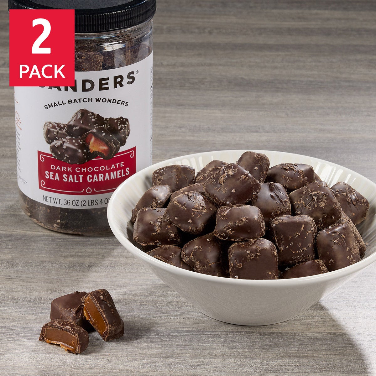 Sanders dark chocolate sea salt caramels 36 oz 2-pack
