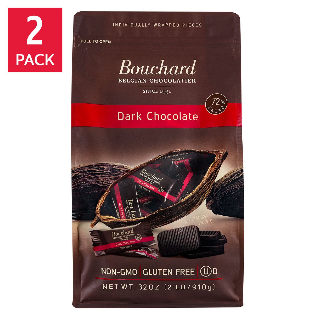 Bouchard Belgian dark chocolate napolitains 2-pack