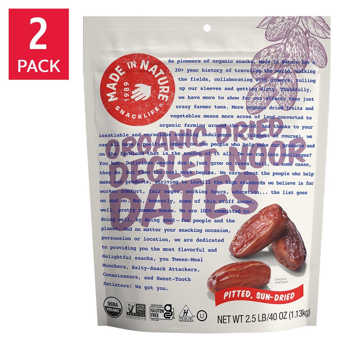 Made in Nature USDA organic dates 40 oz 2-pack