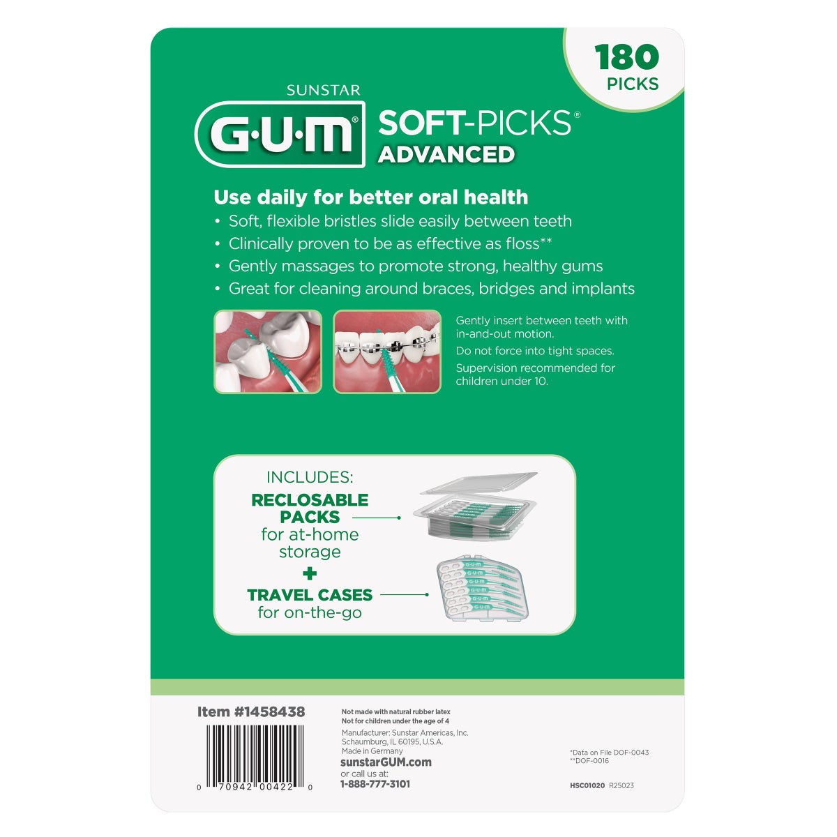 GUM mint soft picks with on-the-go cases