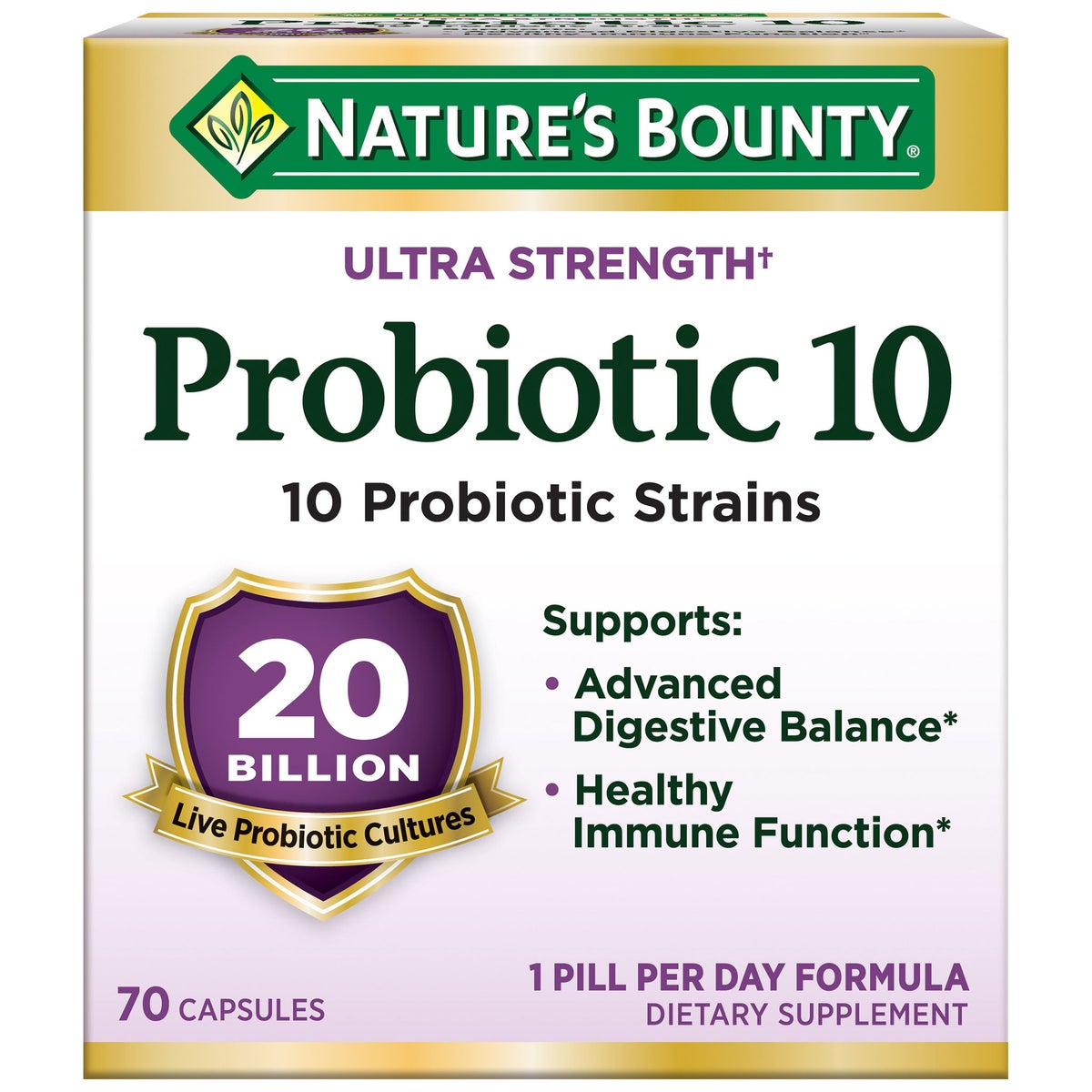 Nature's Bounty Ultra Strength Probiotic 10 capsules front