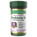 Nature's Bounty probiotic supplement bottle with 10 strains