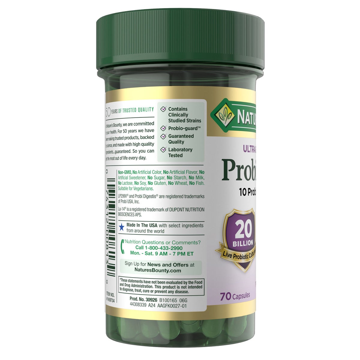 Nature's Bounty probiotic supplement 70 capsule bottle