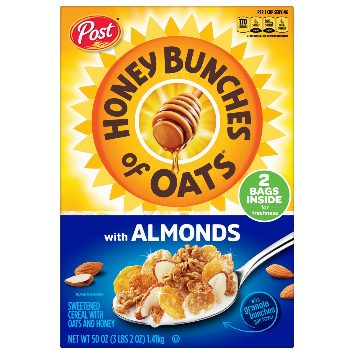 Post Honey Bunches of Oats with Almonds cereal 50 oz box