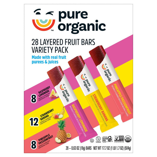 Pure Organic layered fruit bars variety pack 28 count