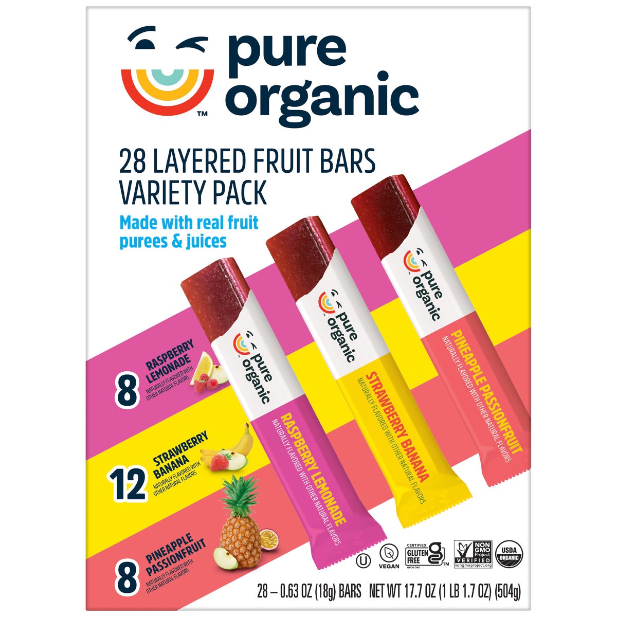 Pure Organic layered fruit bars Raspberry Lemonade
