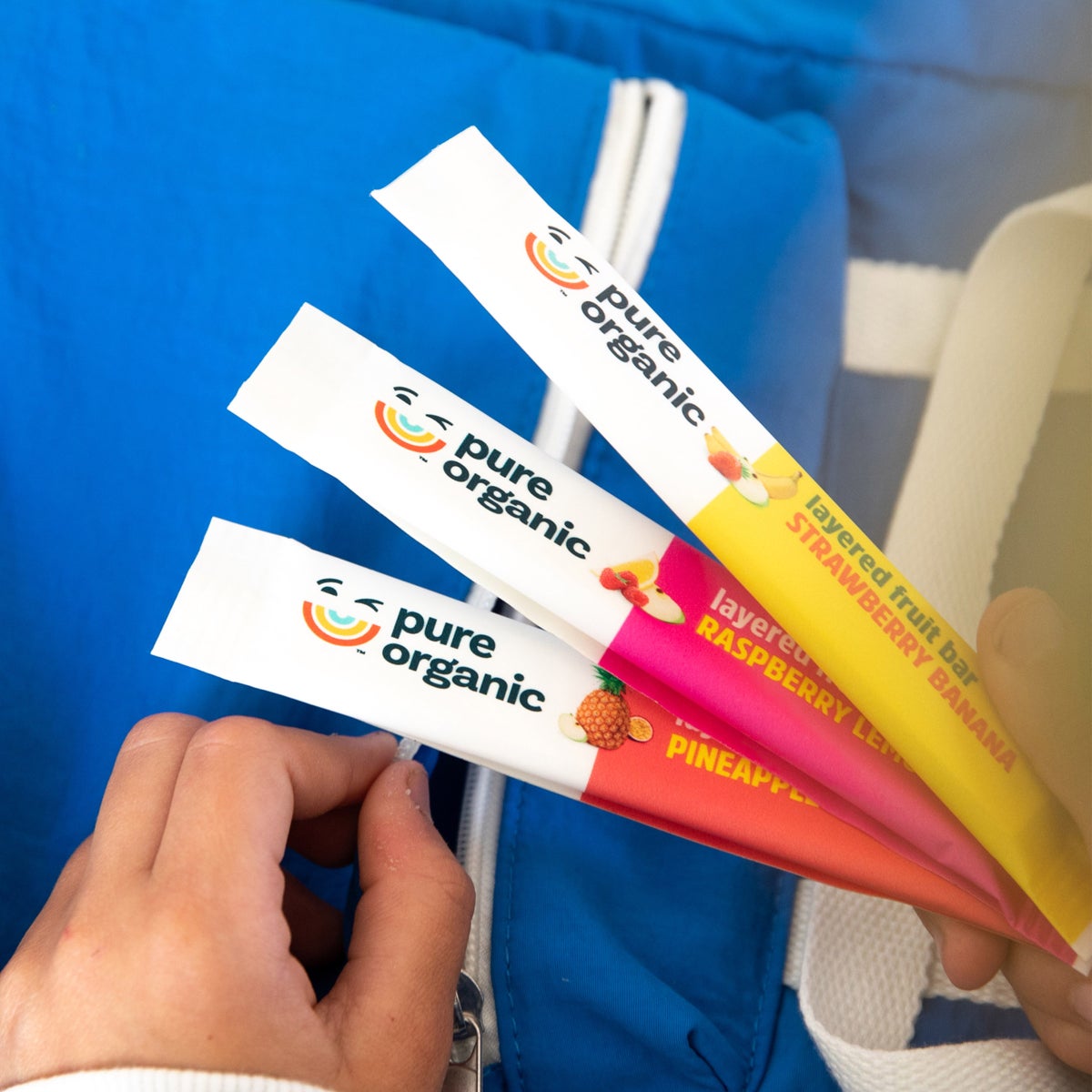 Pure Organic layered bars nutrition and packaging details