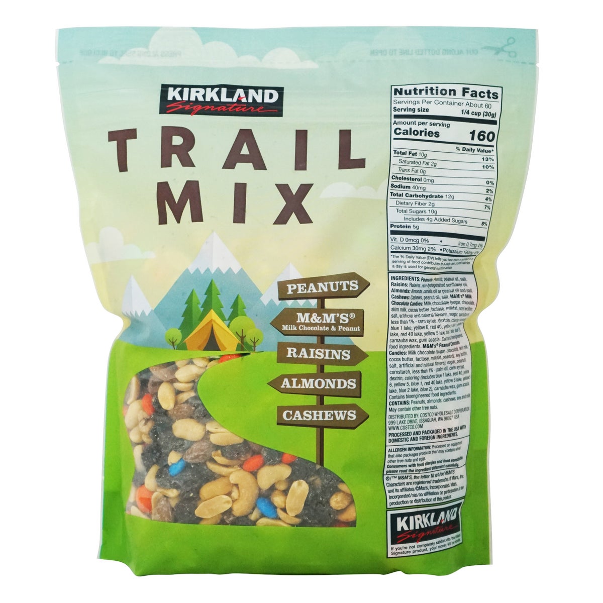 Kirkland Signature snack mix with M&M's