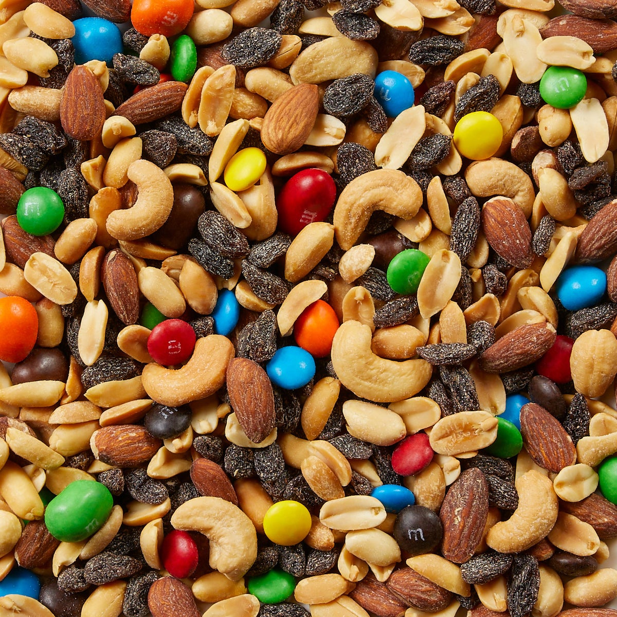 Sweet and salty trail mix close-up