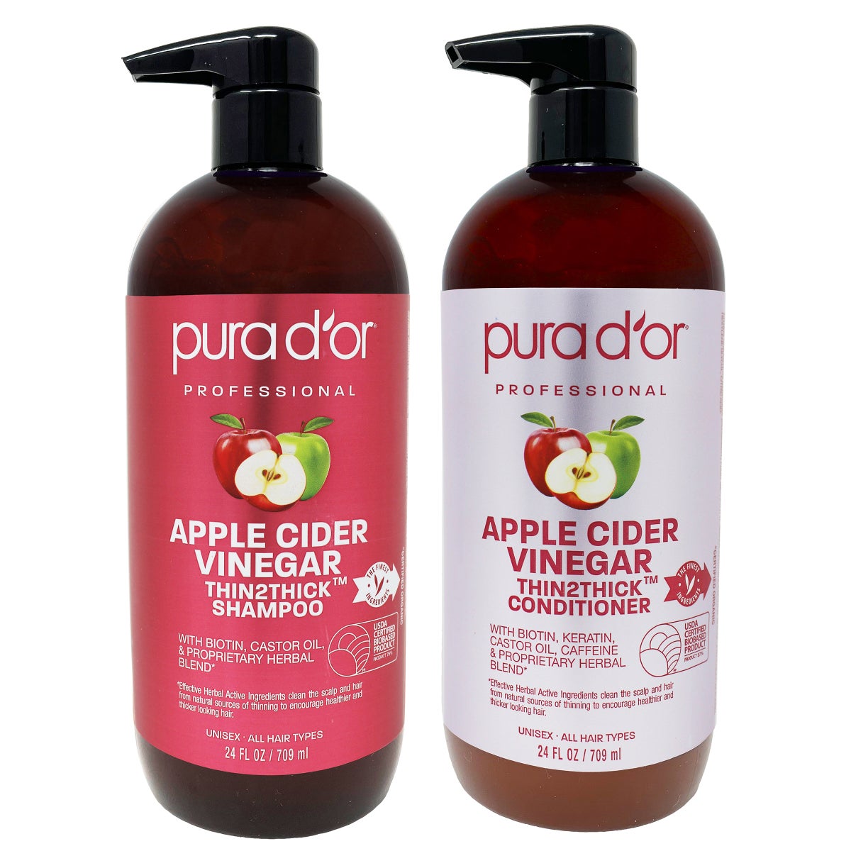 Pura d'or apple cider vinegar clarifying shampoo and conditioner duo