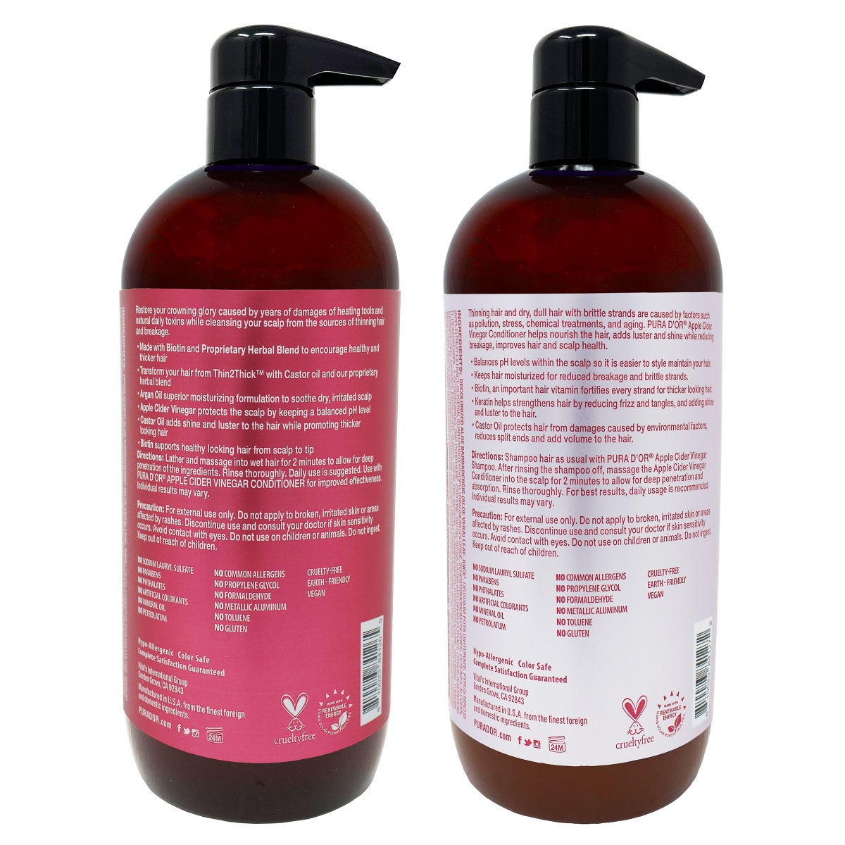 Pura d'or Thin2Thick detoxing hair care duo 24 fl oz