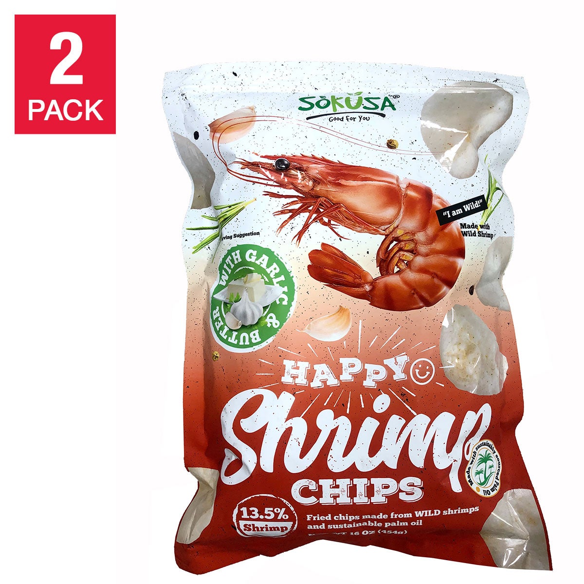 SoKusa shrimp chips with garlic and butter 2-pack