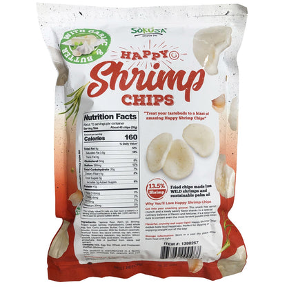 Light crunchy shrimp chips in garlic butter flavor