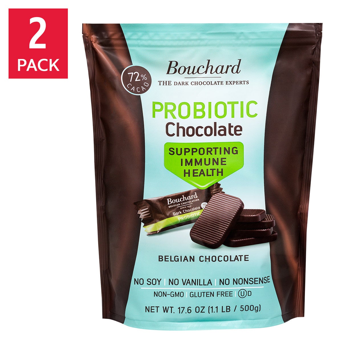 Bouchard Belgian probiotic chocolate 1.1 lb 2-pack