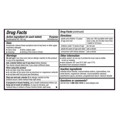 Allegra 24-hour allergy relief tablets