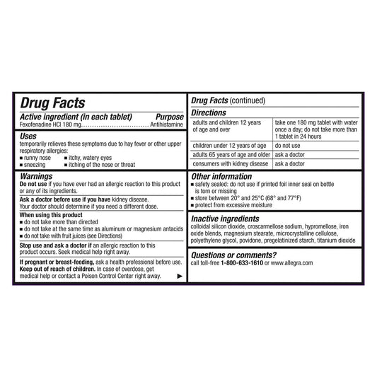Allegra 24-hour allergy relief tablets