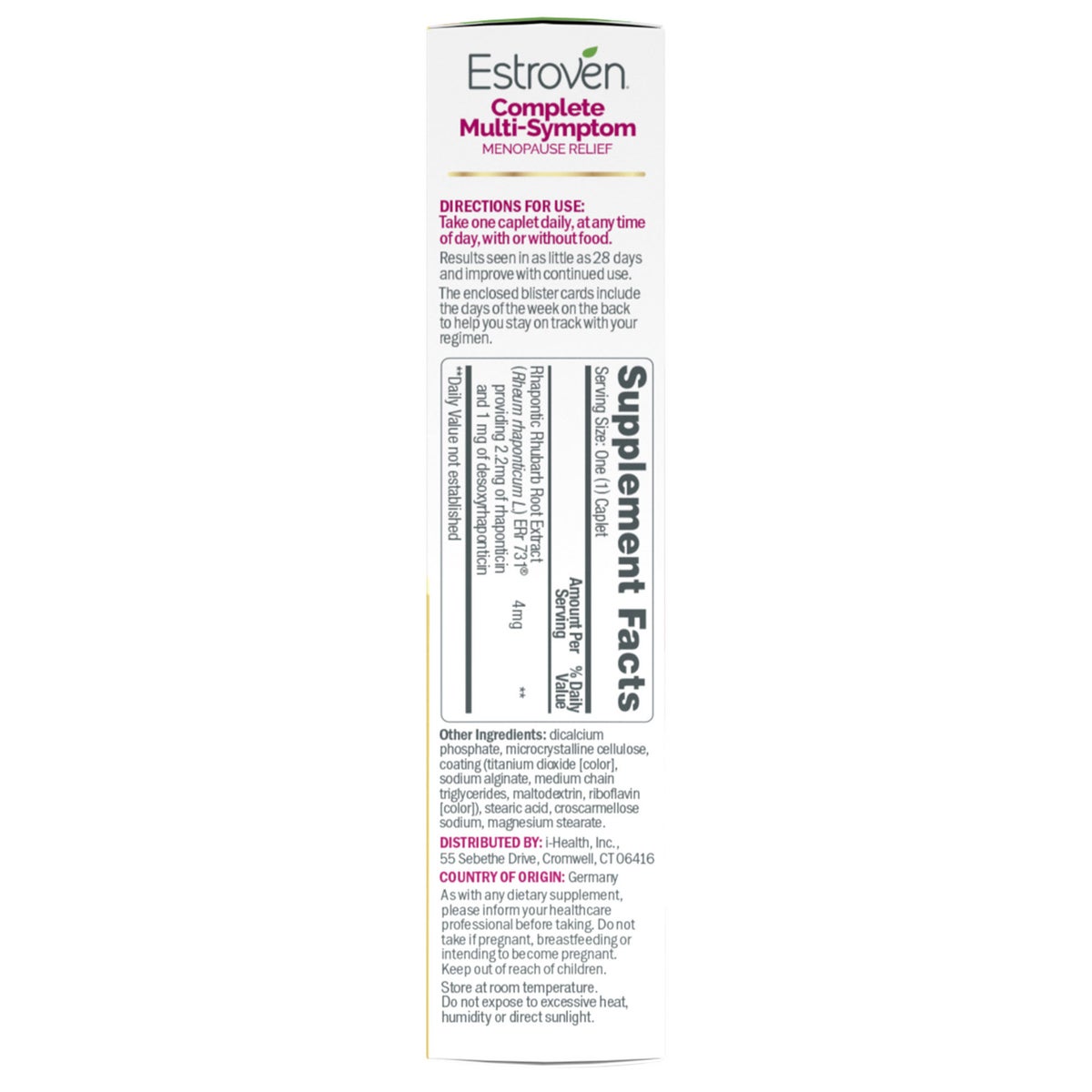 Estroven caplets for hot flashes and night sweats