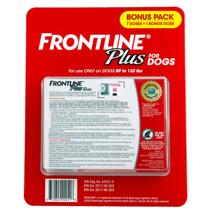 Frontline Plus 8-dose flea and tick dog treatment package