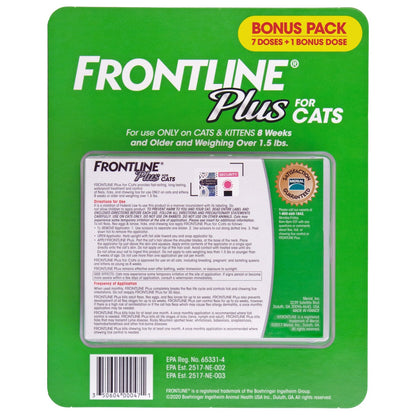 Frontline Plus cat treatment 8-dose supply