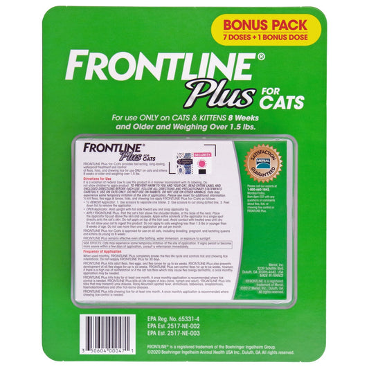 Frontline Plus cat treatment 8-dose supply